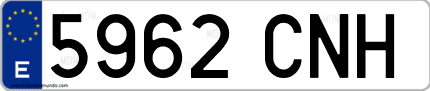 Ejemplo de matrícula de coche ordinaria 5962 CNH