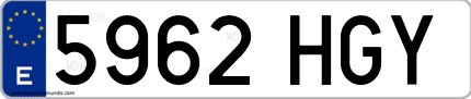 Ejemplo de matrícula de coche ordinaria 5962 HGY