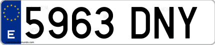 Ejemplo de matrícula de coche ordinaria 5963 DNY