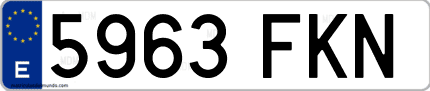 Ejemplo de matrícula de coche ordinaria 5963 FKN