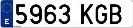 Ejemplo de matrícula española 5963 KGB