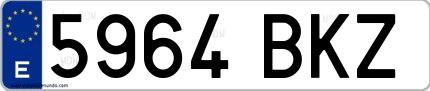 Ejemplo de matrícula española 5964 BKZ