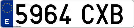 Ejemplo de matrícula de coche ordinaria 5964 CXB