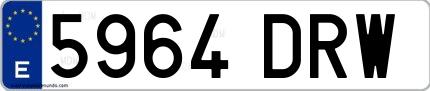 Ejemplo de matrícula española 5964 DRW