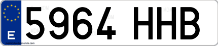 Ejemplo de matrícula de coche ordinaria 5964 HHB