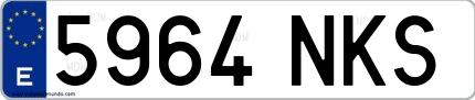 Ejemplo de matrícula española 5964 NKS