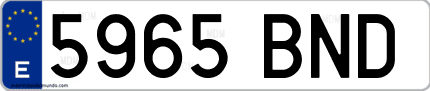 Ejemplo de matrícula de coche ordinaria 5965 BND