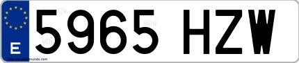 Ejemplo de matrícula española 5965 HZW