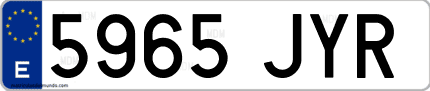 Ejemplo de matrícula de coche ordinaria 5965 JYR
