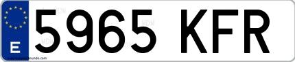 Ejemplo de matrícula española 5965 KFR