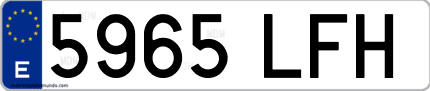 Ejemplo de matrícula de coche ordinaria 5965 LFH