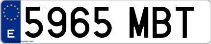 Ejemplo de matrícula de coche ordinaria 5965 MBT