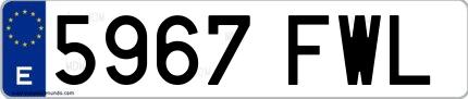 Ejemplo de matrícula española 5967 FWL