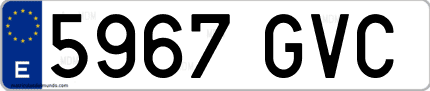 Ejemplo de matrícula de coche ordinaria 5967 GVC