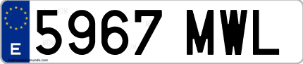 Ejemplo de matrícula de coche ordinaria 5967 MWL