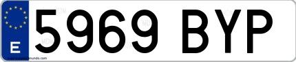 Ejemplo de matrícula española 5969 BYP