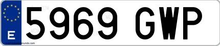 Ejemplo de matrícula española 5969 GWP