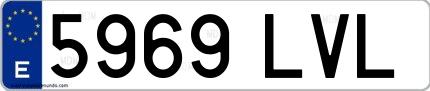 Ejemplo de matrícula española 5969 LVL