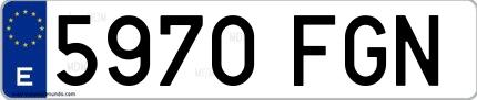 Ejemplo de matrícula española 5970 FGN