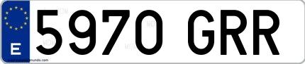 Ejemplo de matrícula española 5970 GRR