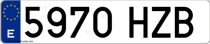 Ejemplo de matrícula de coche ordinaria 5970 HZB