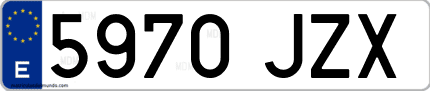 Ejemplo de matrícula de coche ordinaria 5970 JZX