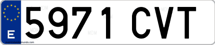 Ejemplo de matrícula de coche ordinaria 5971 CVT