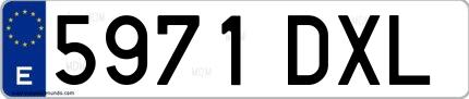 Ejemplo de matrícula española 5971 DXL