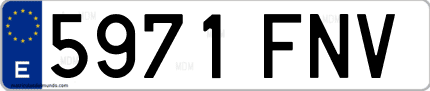 Ejemplo de matrícula de coche ordinaria 5971 FNV