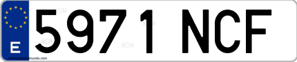 Ejemplo de matrícula de coche ordinaria 5971 NCF