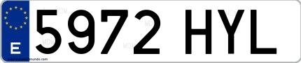 Ejemplo de matrícula española 5972 HYL