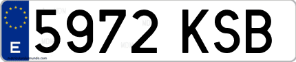 Ejemplo de matrícula de coche ordinaria 5972 KSB