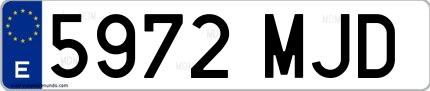 Ejemplo de matrícula española 5972 MJD