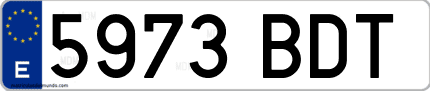Ejemplo de matrícula de coche ordinaria 5973 BDT
