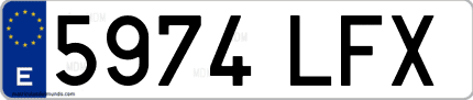 Ejemplo de matrícula de coche ordinaria 5974 LFX