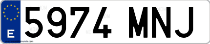 Ejemplo de matrícula de coche ordinaria 5974 MNJ