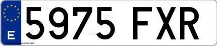 Ejemplo de matrícula española 5975 FXR