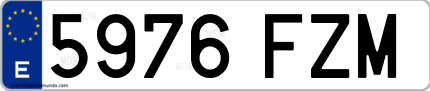 Ejemplo de matrícula de coche ordinaria 5976 FZM