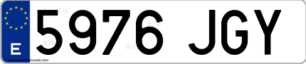 Ejemplo de matrícula de coche ordinaria 5976 JGY