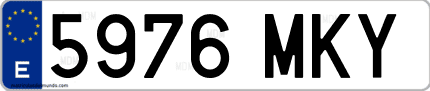 Ejemplo de matrícula de coche ordinaria 5976 MKY