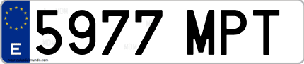 Ejemplo de matrícula de coche ordinaria 5977 MPT