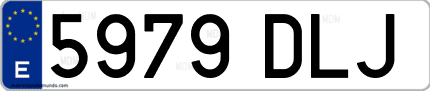 Ejemplo de matrícula de coche ordinaria 5979 DLJ