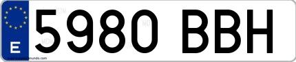 Ejemplo de matrícula española 5980 BBH