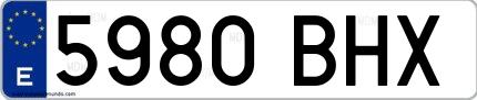 Ejemplo de matrícula española 5980 BHX