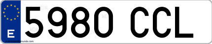 Ejemplo de matrícula de coche ordinaria 5980 CCL