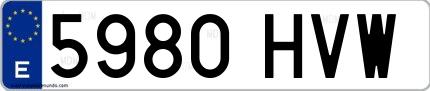 Ejemplo de matrícula española 5980 HVW