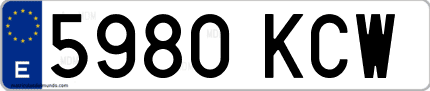 Ejemplo de matrícula de coche ordinaria 5980 KCW