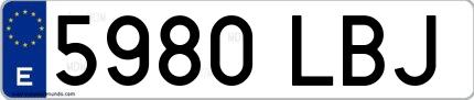 Ejemplo de matrícula española 5980 LBJ