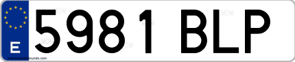 Ejemplo de matrícula de coche ordinaria 5981 BLP