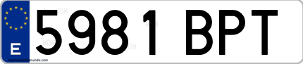 Ejemplo de matrícula de coche ordinaria 5981 BPT
